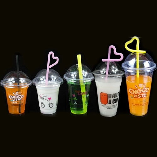 一次性杯子塑料杯飲料杯豆漿奶茶杯果汁杯 套裝帶吸管蓋打包袋